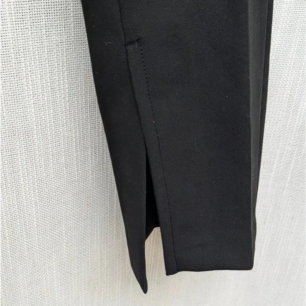 Zara Pants Womens XS Full Length Trousers Black Pleated Straight Leg Ankle Slit